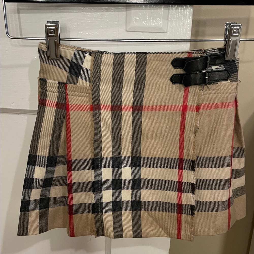 Burberry Beige and Black Girls Plaid Skirt